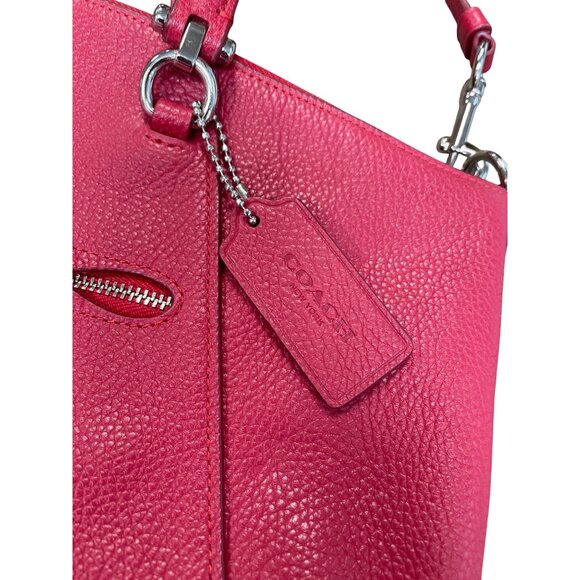 Coach Edie Womans Red Leather Pebbled Crossbody Handbag SKU 9496 - Picture 4 of 16